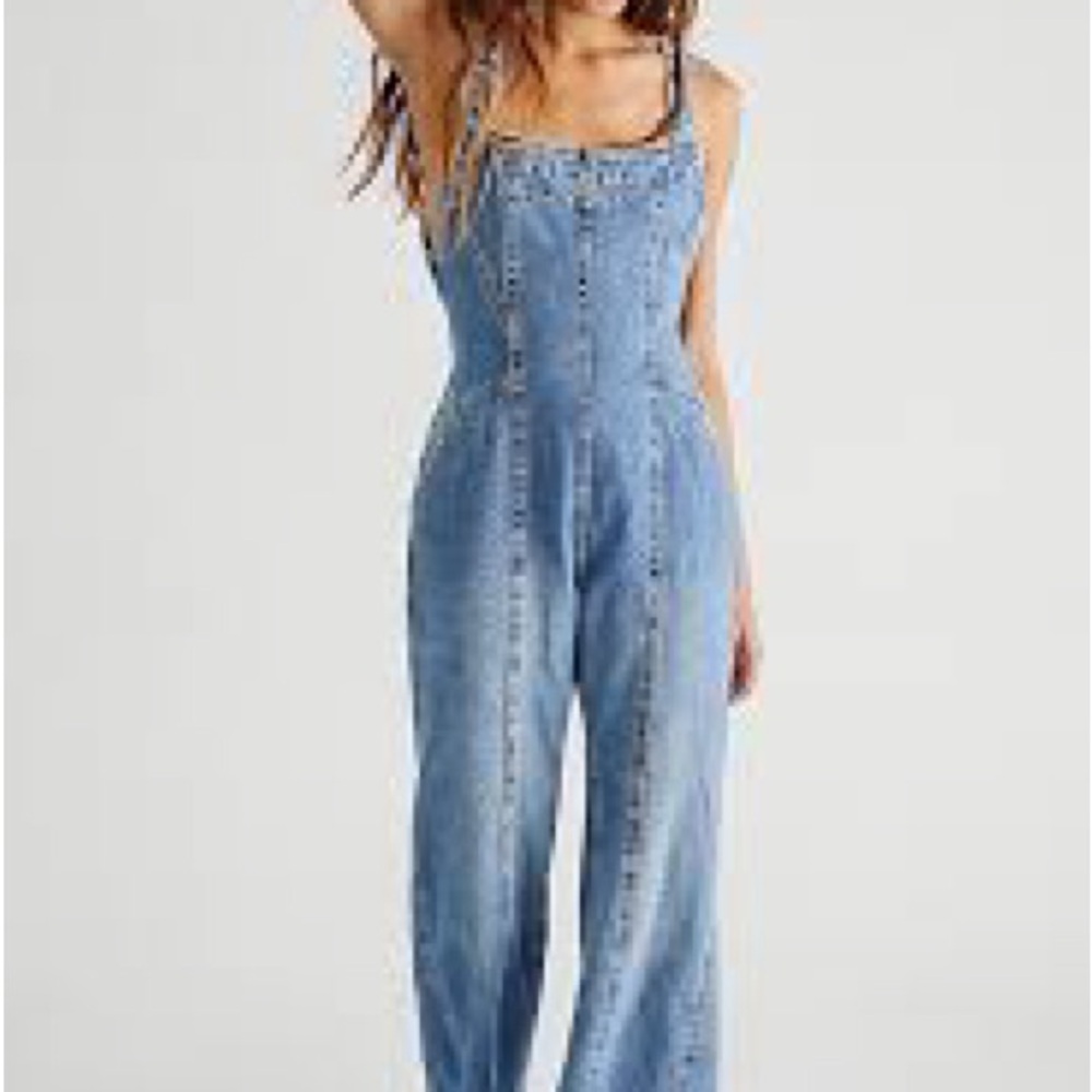 We The Free Light Blue Denim Overalls